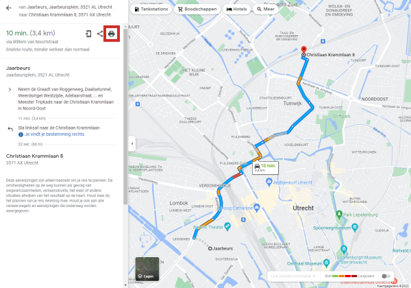 Route printen Google Maps